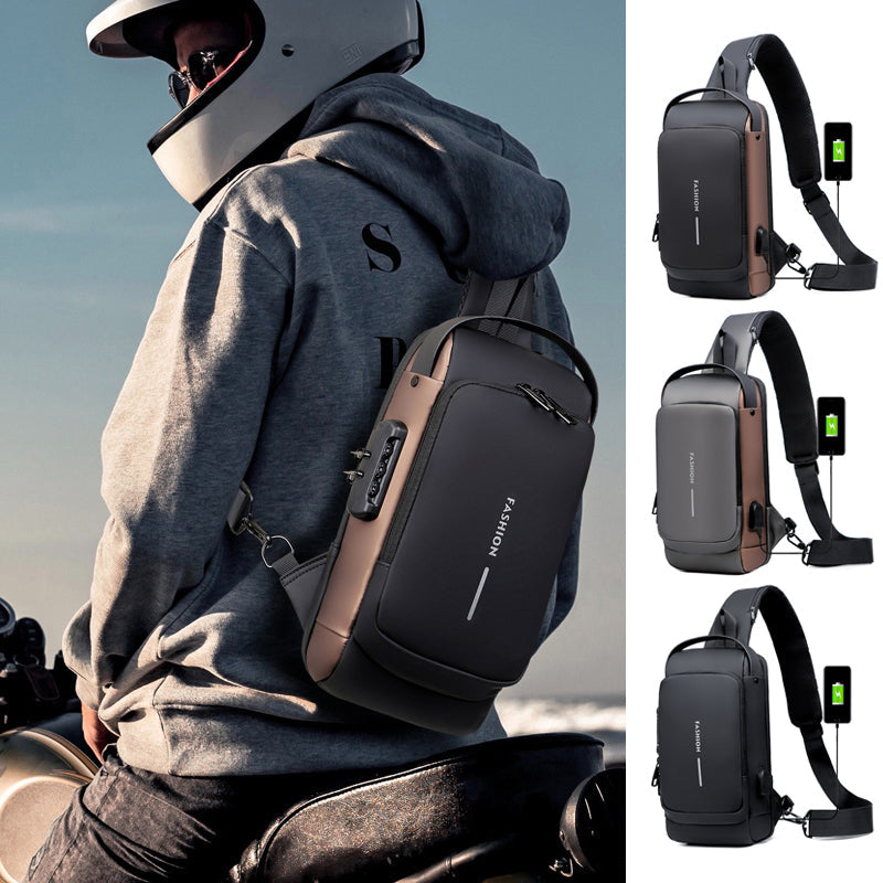 Theft-proof shoulder bag with USB charging port