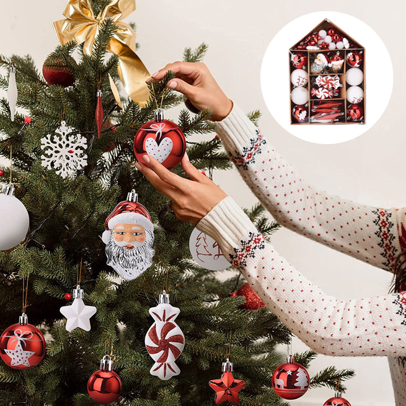 Christmas Ball Ornaments with Hanging Hooks, Multi-Piece Sets