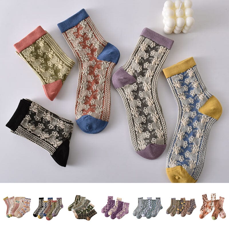 Women's Floral Cotton Socks (10 Pairs)