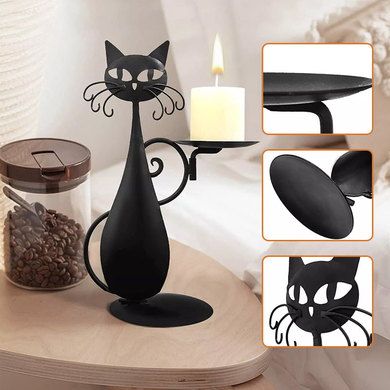 Candle holder black cat