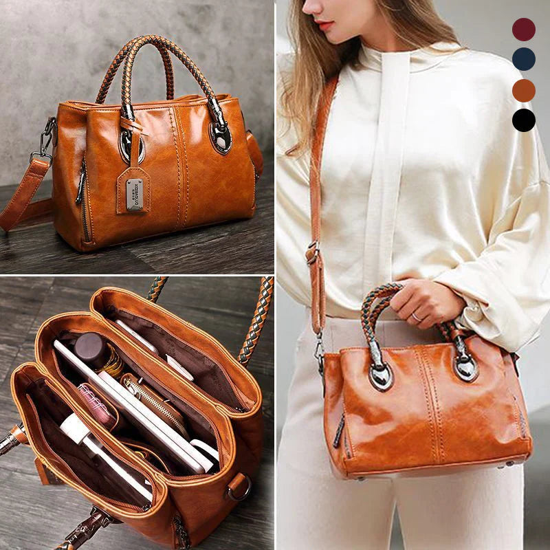 New oil wax leather handbags Boston soft leather large tote bag