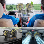 Mini swivel fan with double head for the car