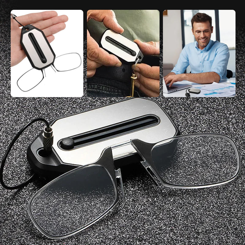Nose clip reading glasses