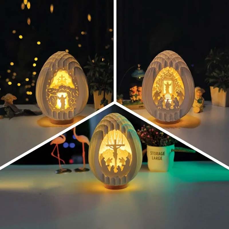 Easter 3D Paper Desk Lamp with Luminous Base