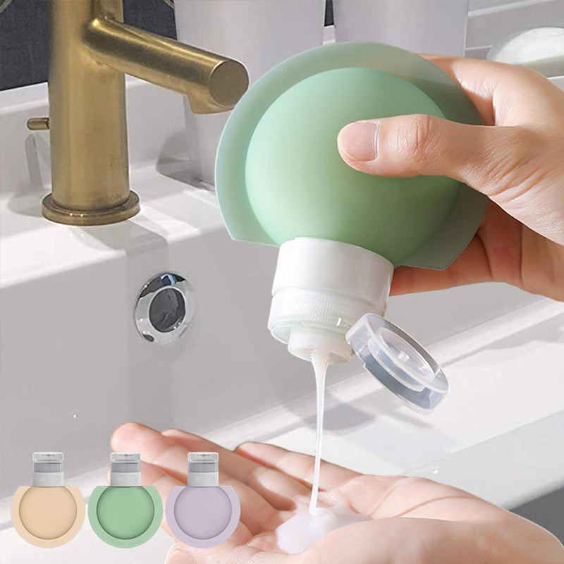 Portable travel bottle made of silicone with large diameter