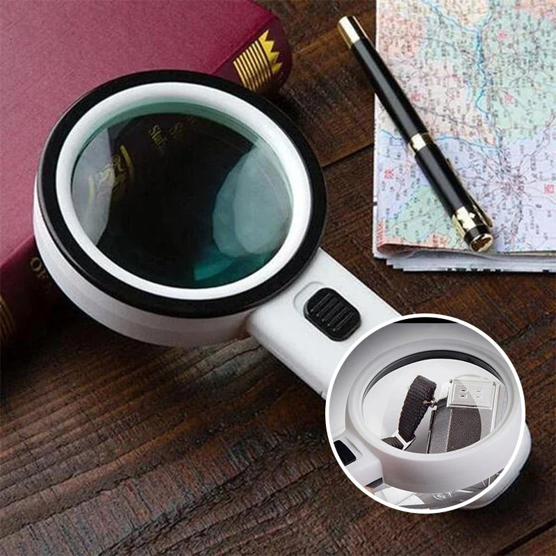 30x optical magnifying glass with LED light