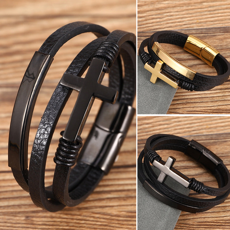 Multi-layered cross bracelet