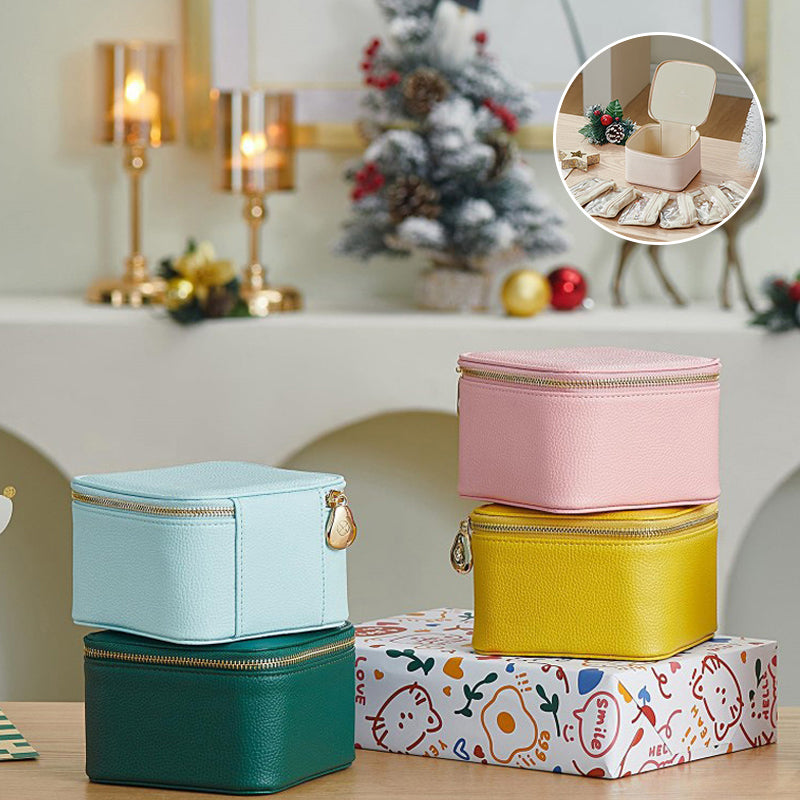 Leather jewelry box for travel