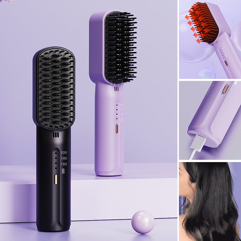 Portable negative ion hair straightener comb