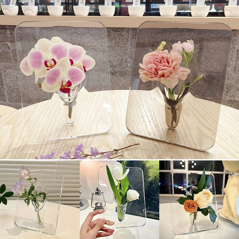 Photo Frame Vase Desk Flower Arrangement Ornament