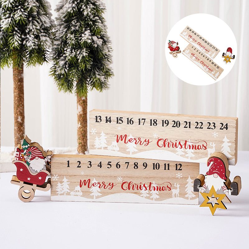 Merry Christmas Wooden Mobile Santa Claus Calendar Ornament