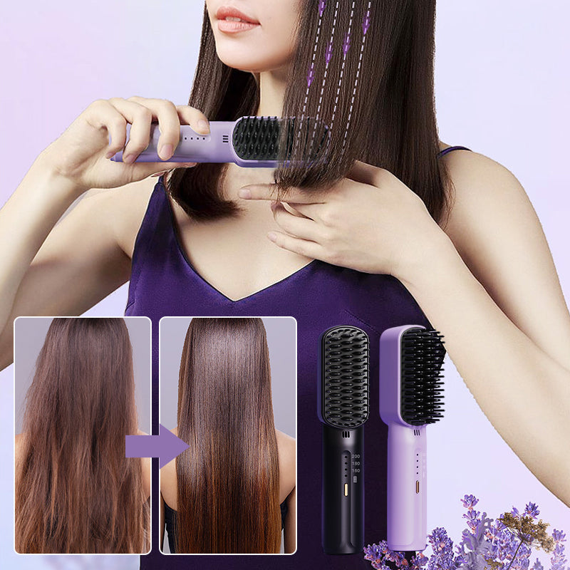 Portable negative ion hair straightener comb
