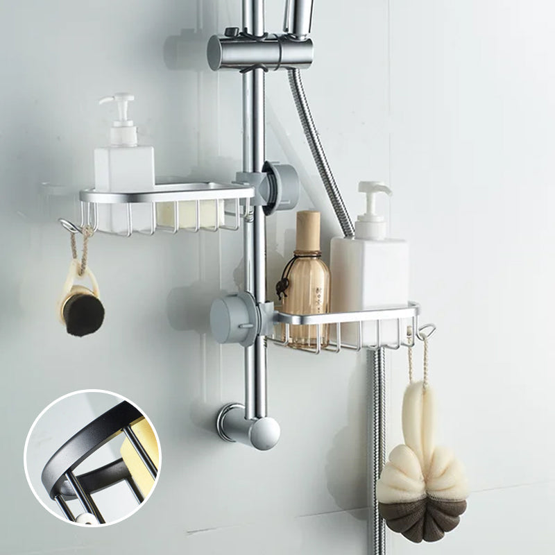 Shower holder for Shampoo & Soap – Stainless Aluminium – Silver or Black – No Drilling