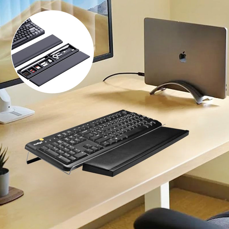 Keyboard wrist rest with desk divider box