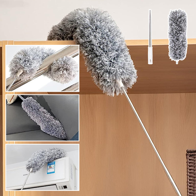 Extendable washable curved microfiber duster