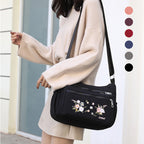 Embroidered Flower Shoulder Bag