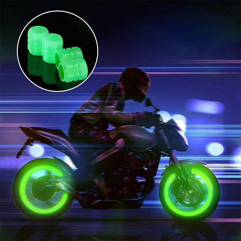 Universal fluorescent valve caps for tires, 4 pieces