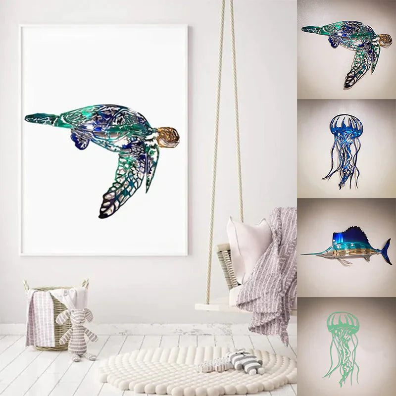 Sea creature ornaments made of metal