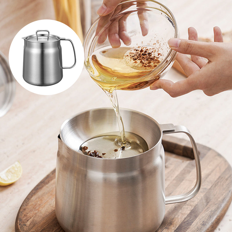 2-in-1 304 Stainless Steel Multifunctional Oil Filter Pot