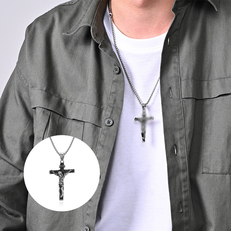 Titanium Steel Cross Pendant Necklace