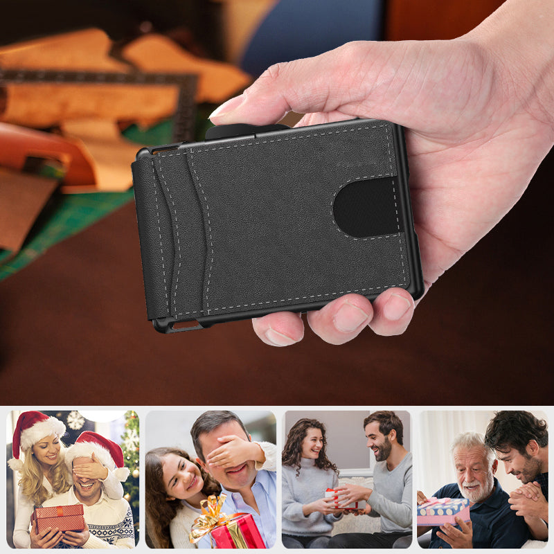 Men's Business Style PU Leather Card Slots for AirTag