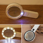 30x optical magnifying glass with LED light