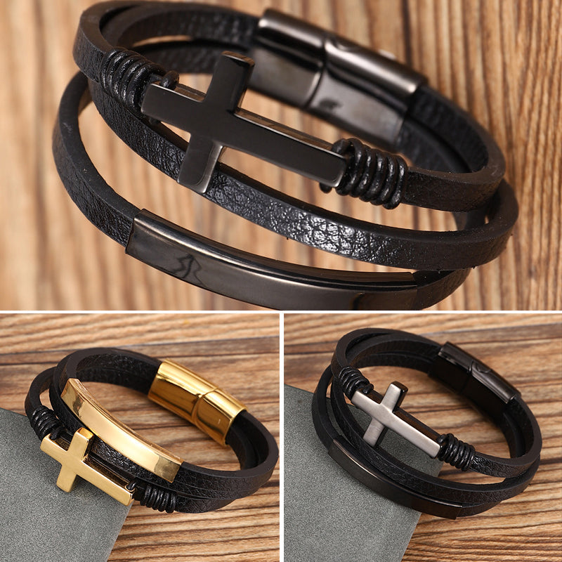 Multi-layered cross bracelet