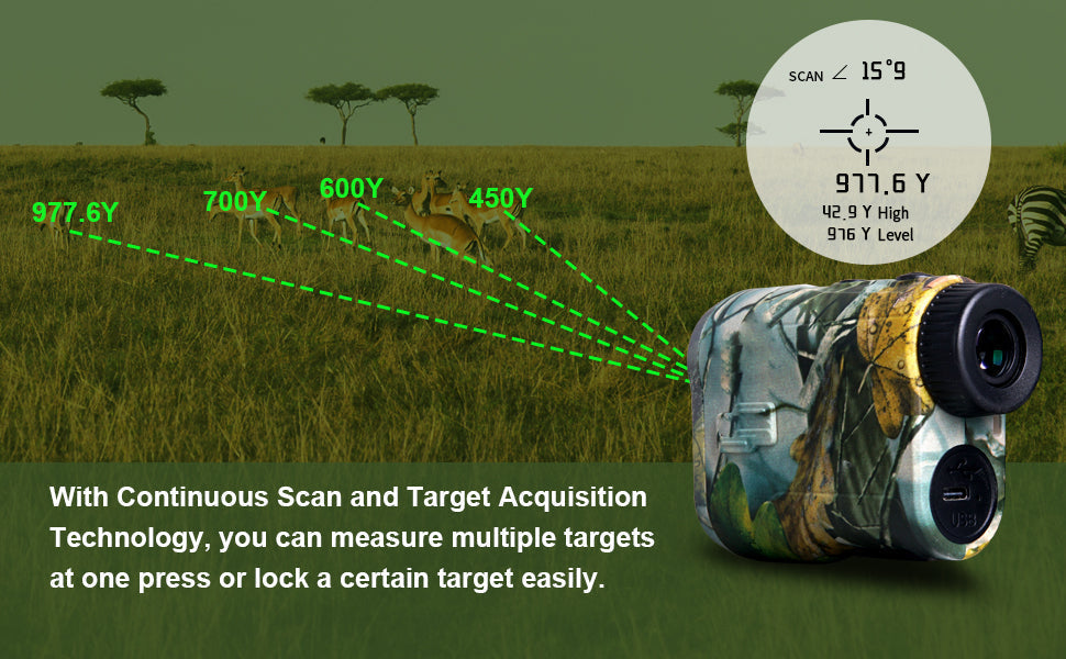 Laser Distance Meter TERRAVIEW 1000 | Up to 1000 m range | Camouflage design | Waterproof & Rechargeable | For hunting & outdoor