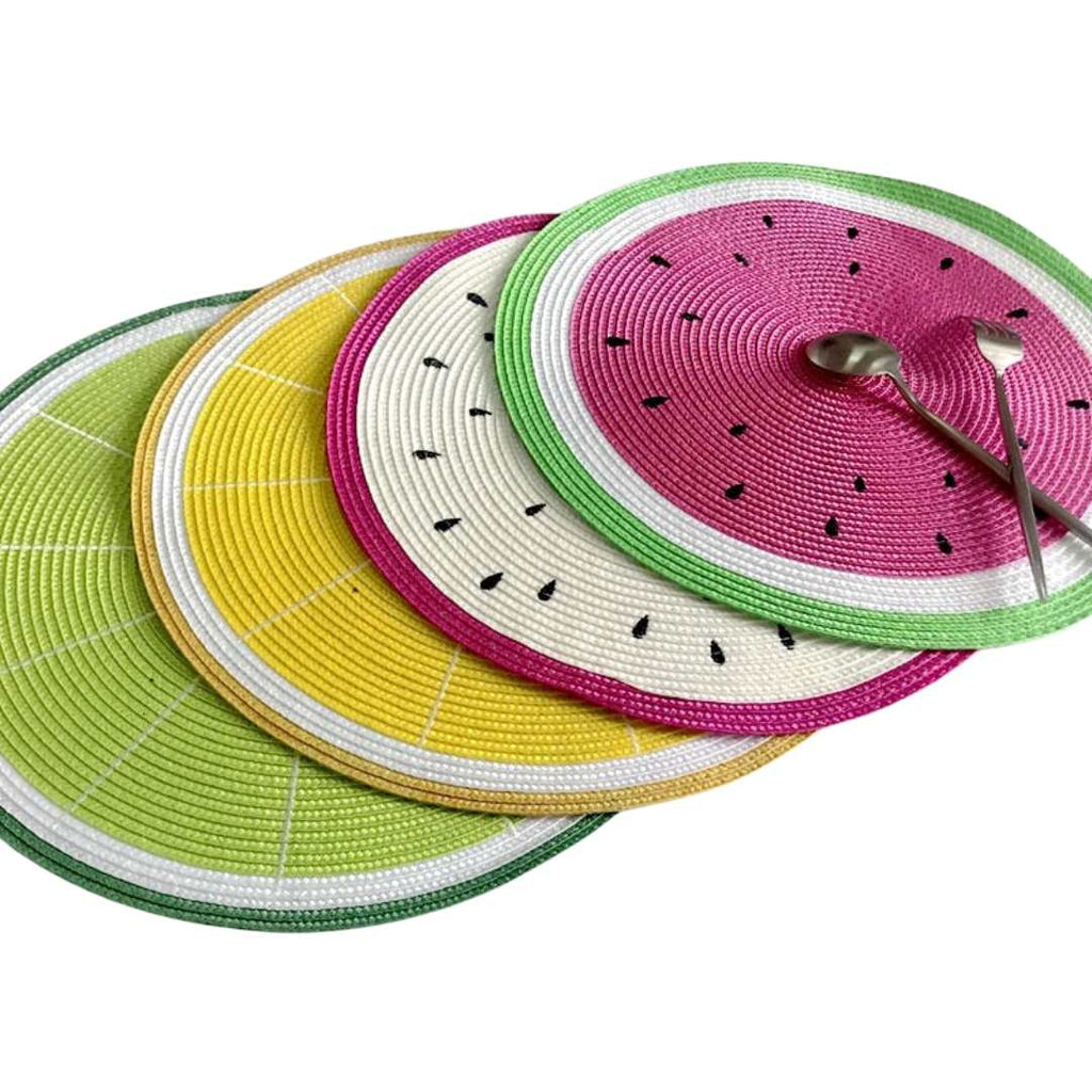 Decorative placemat set with fruit motifs