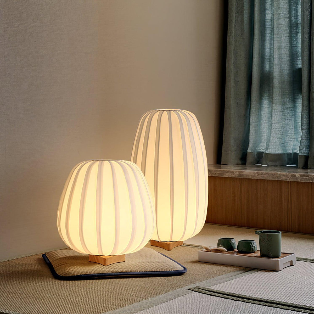 Minimalist Table Lamp with Bamboo Base
