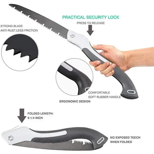Folding Saw made of Carbon Steel – Fast Cut through Ω Tooth Design