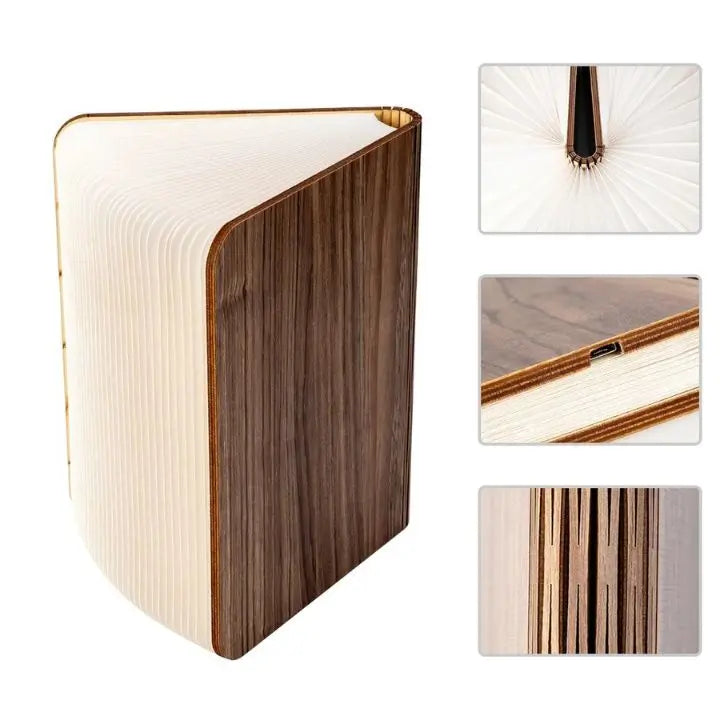 Foldable cordless LED wooden lamp – 3 light colors, modern and stylish