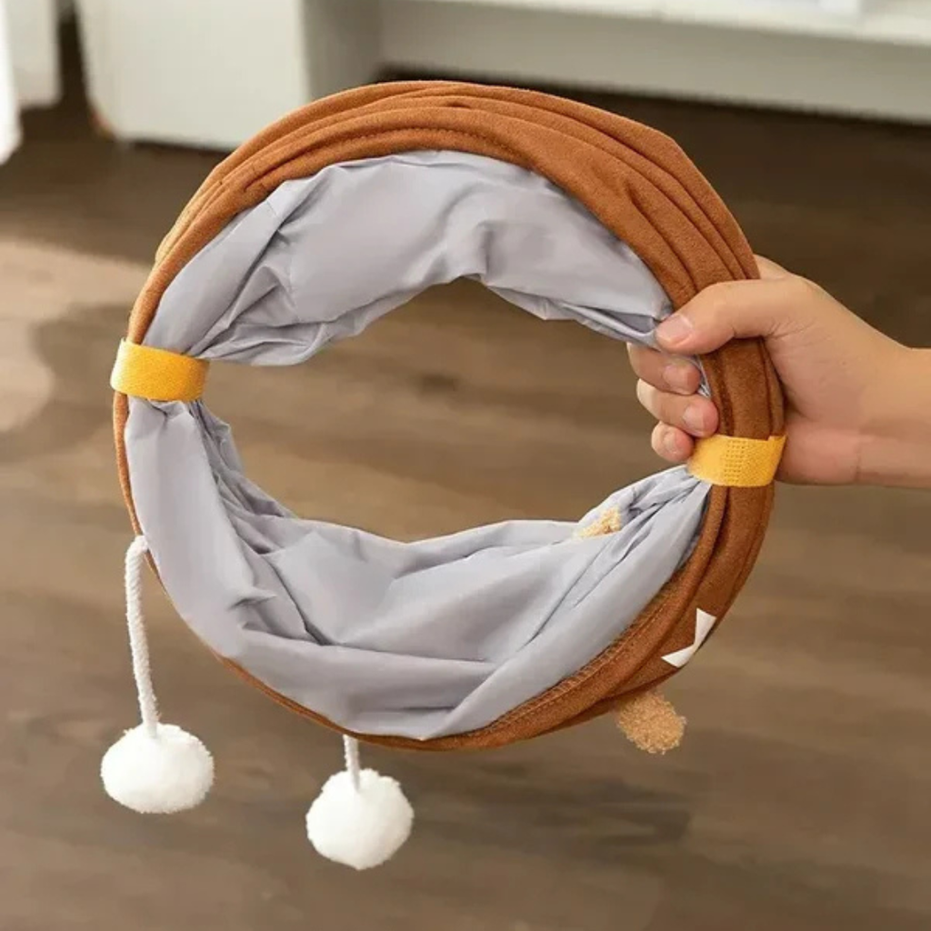 Collapsible cat tunnel for indoor cats to play and hide