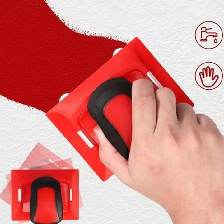 Paint roller with edge guide + 2 replacement pads