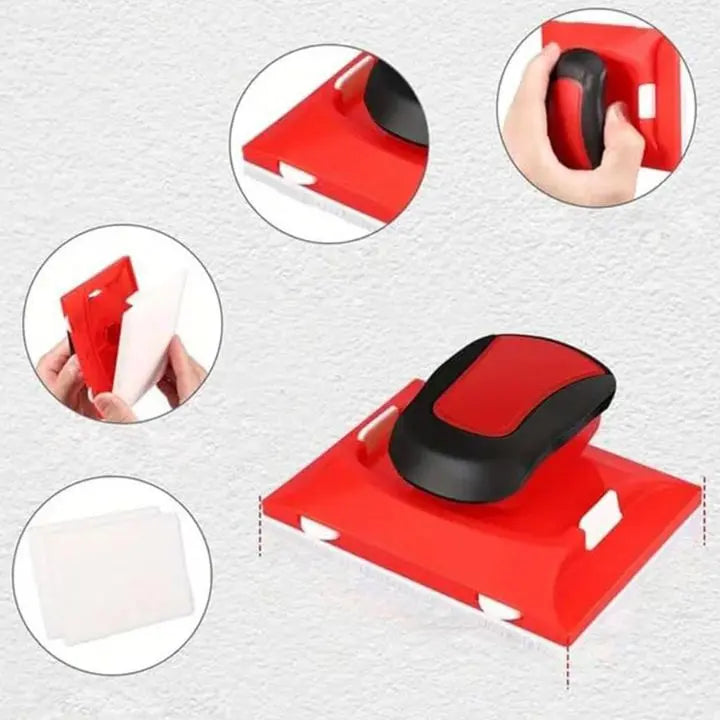 Paint roller with edge guide + 2 replacement pads