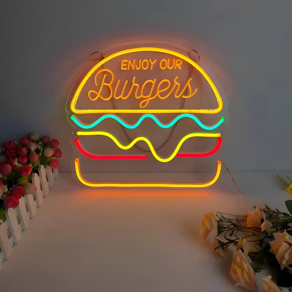 Fast Food LED Neon Light – Colorful Wall Decoration with USB Connection