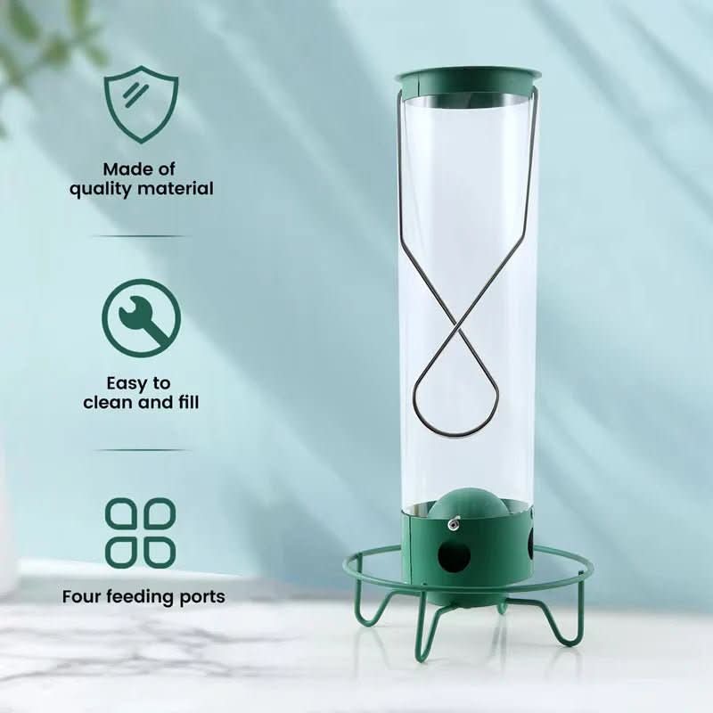 Squirrel-proof birdhouse with rotating perch & 4 feeding openings
