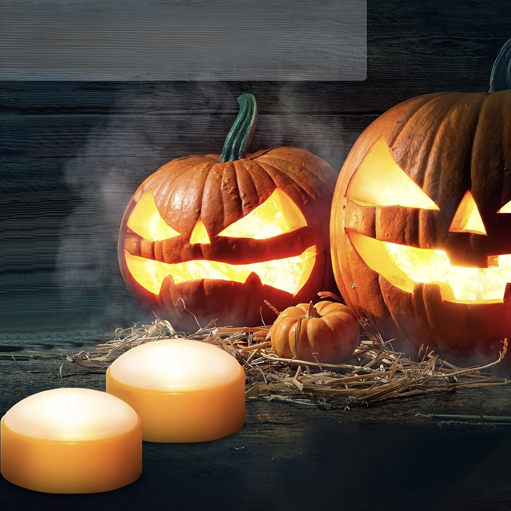 Flameless Jack-O’-Lantern Lights – LED Battery Tea Candle Decor Set
