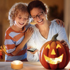 Flameless Jack-O’-Lantern Lights – LED Battery Tea Candle Decor Set