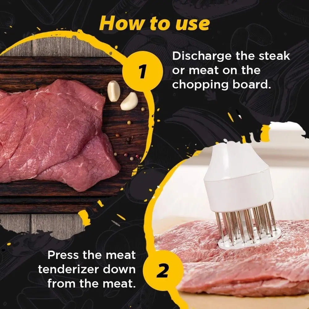 Meat Tenderizer – Stainless Steel Needle Blades for more tender and faster cooked meat!