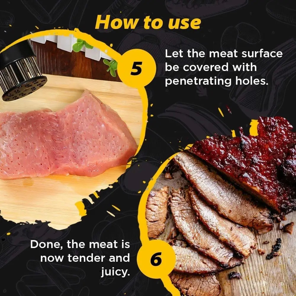 Meat Tenderizer – Stainless Steel Needle Blades for more tender and faster cooked meat!