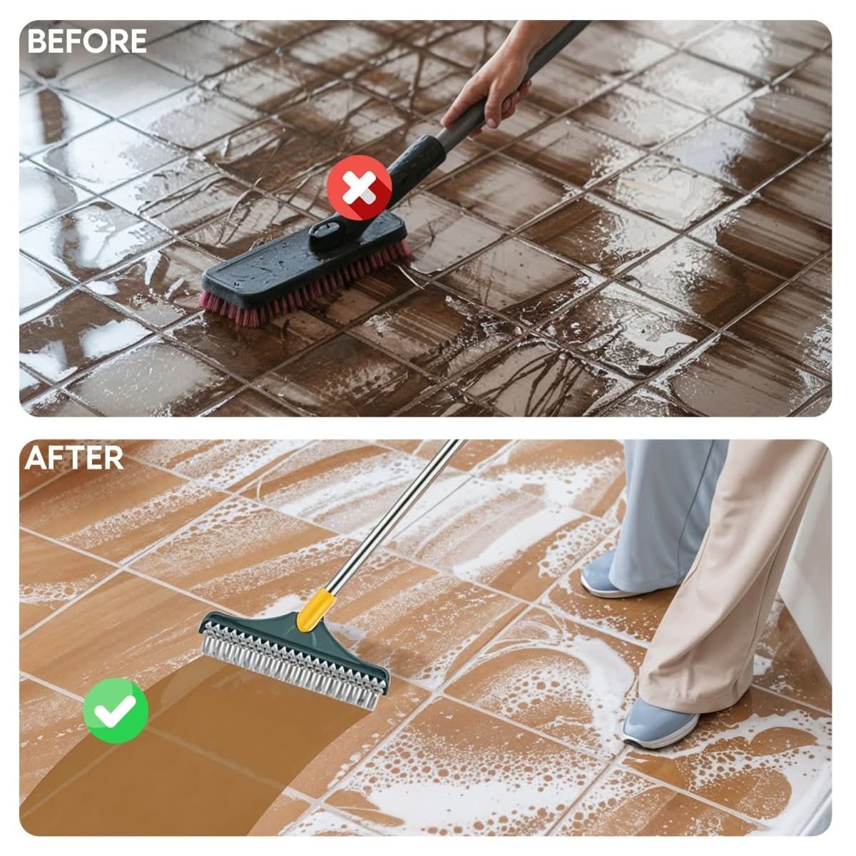 2-in-1 Cleaning Brush for Floors & Tiles
