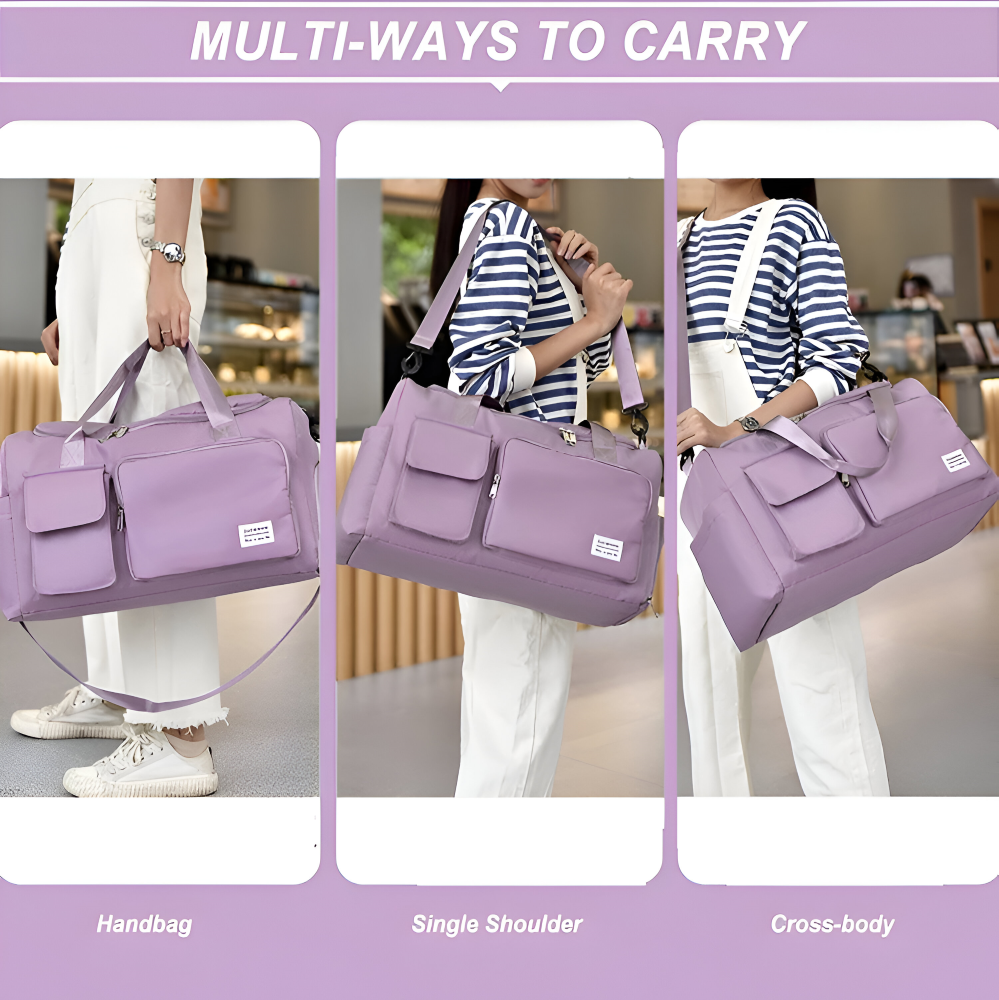 Waterproof travel bag with shoe compartment – Lightweight weekend bag with plenty of storage space
