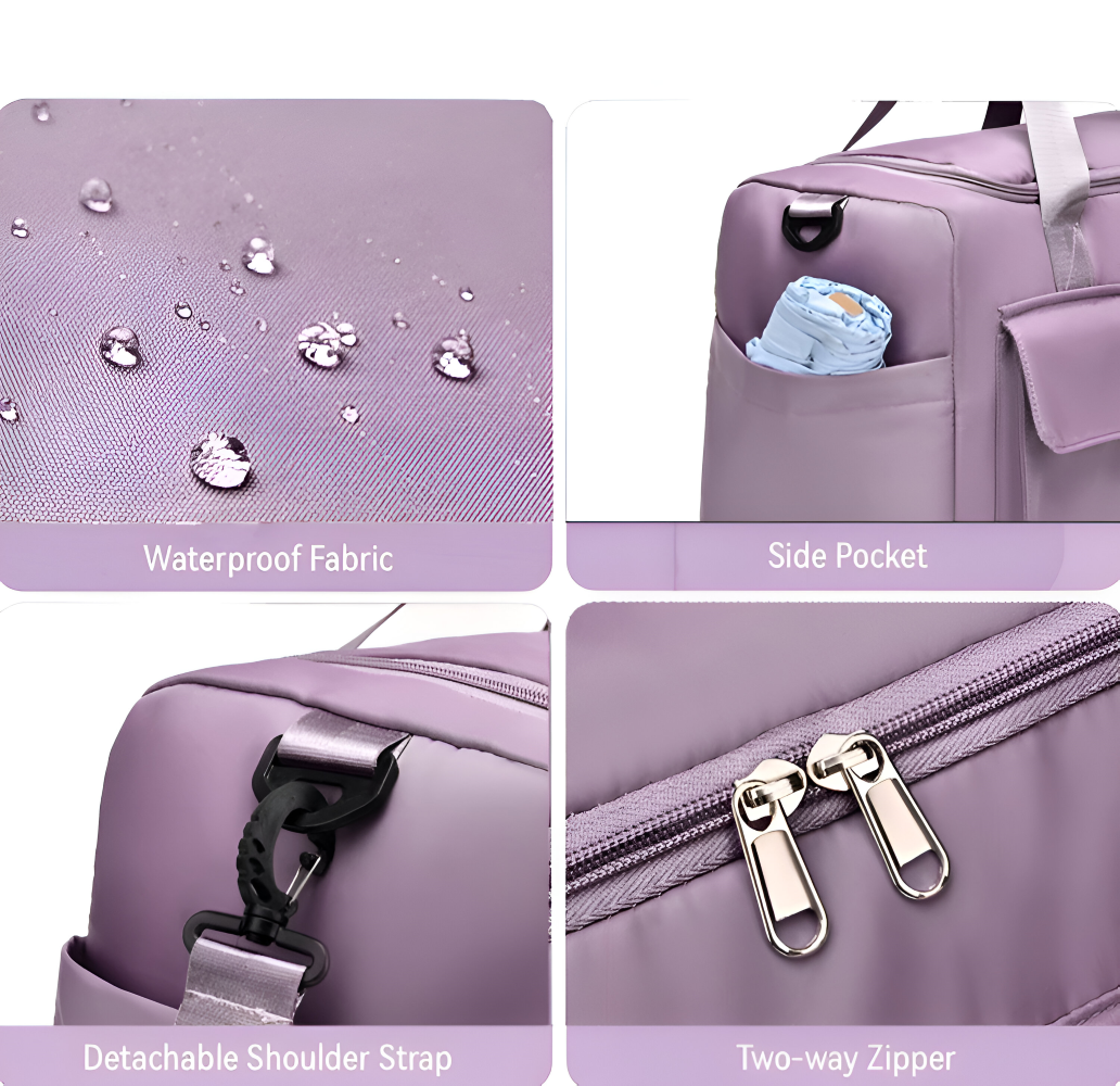 Waterproof travel bag with shoe compartment – Lightweight weekend bag with plenty of storage space