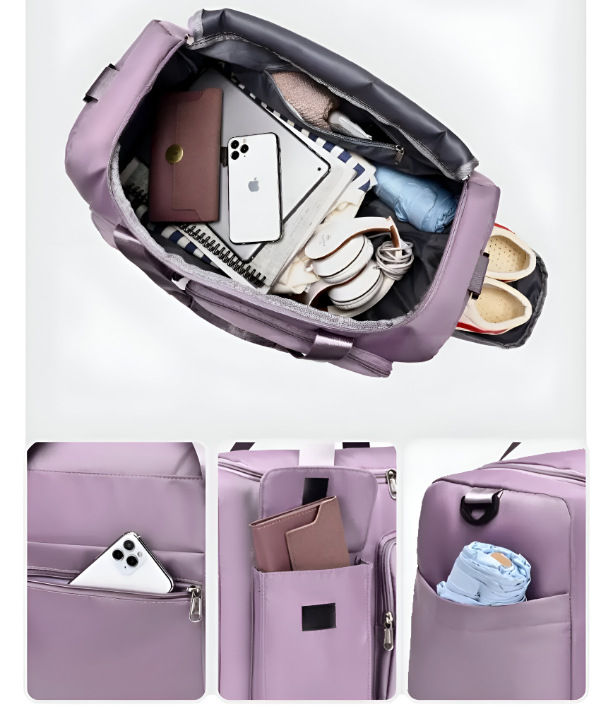 Waterproof travel bag with shoe compartment – Lightweight weekend bag with plenty of storage space