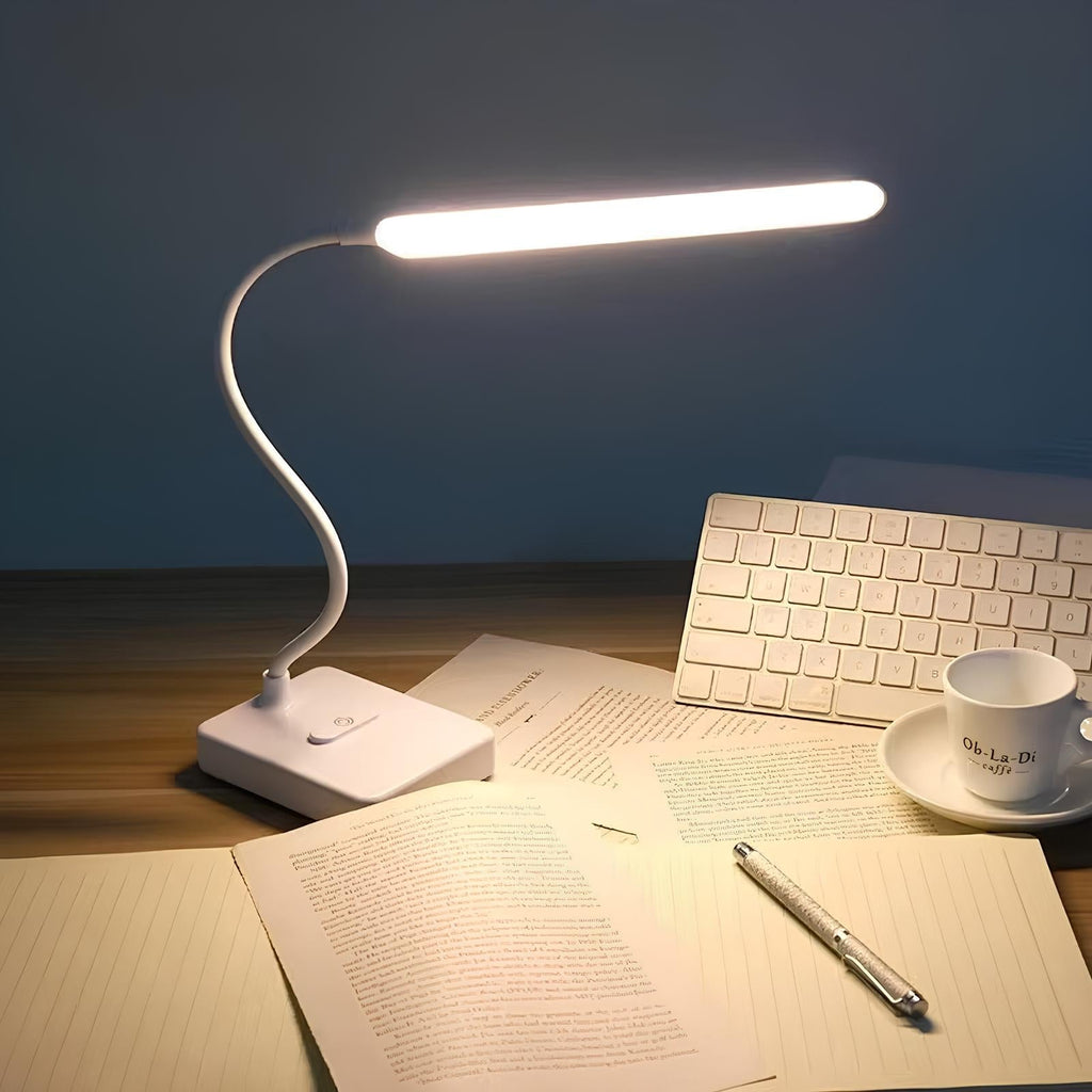LumoFlex Adjustable Desk Lamp – Rechargeable or Plug-In with Flexible Neck & Dimmable Light