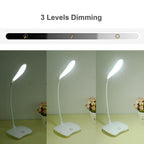 Flexible 14 LED Stand Desk Lamp Modern Touch Switch 3 Modes Dimmer USB Rechargeable Reading Study Light Table Lamp for Bedroom