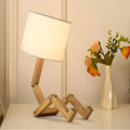 Adjustable wooden lamp in robot design for reading & working light