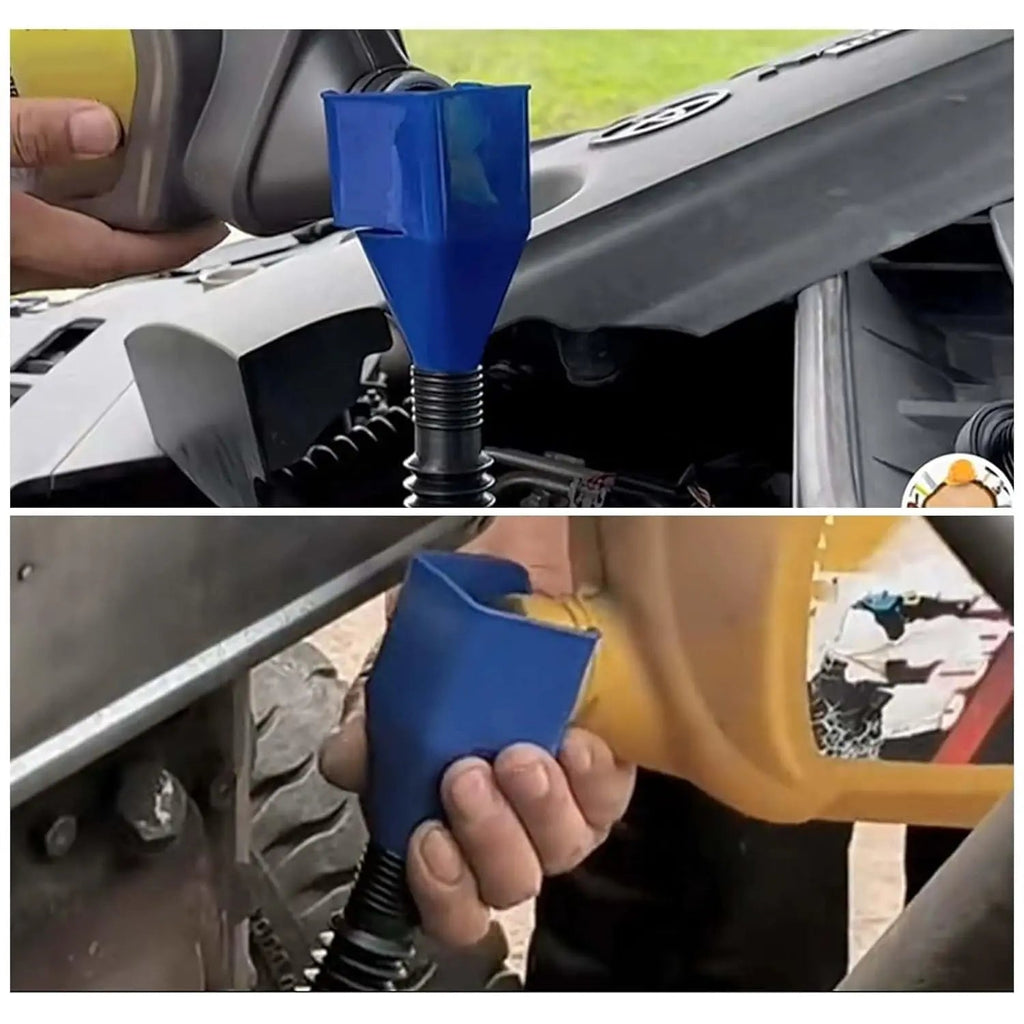Flexible funnel with wide opening and built-in filter – No more spills!