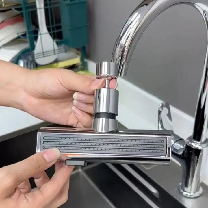 Flexible waterfall kitchen faucet with multiple spray modes